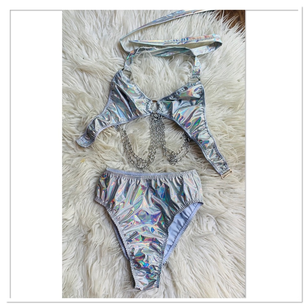 Roma Rave Festival Space Iridescent Top And Bottoms Set Size Small